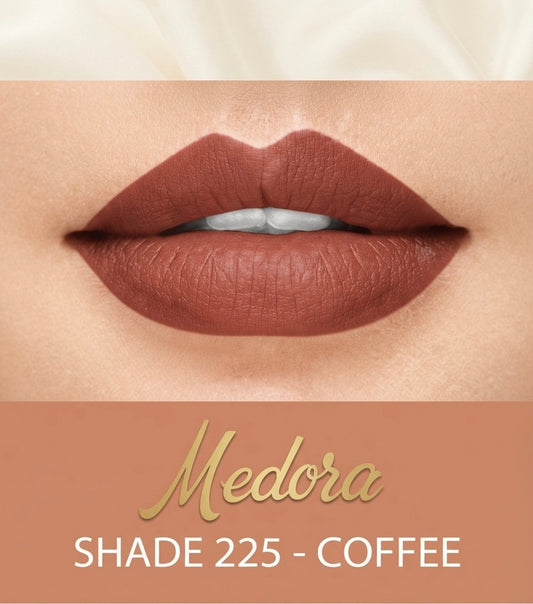Medora Matte Lipstick – Shade 225 Coffee (Rich Brown Hue, Long-Lasting Velvet Finish)