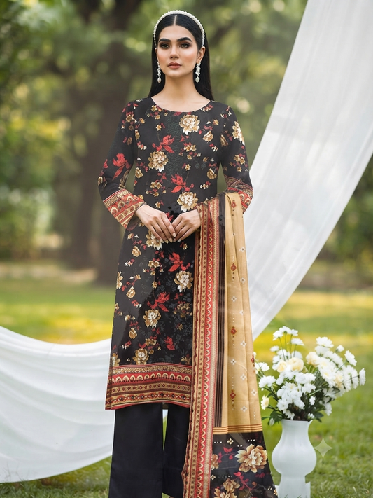 Premium Unstitched 3 Piece Lawn Suit with Lawn Dupatta