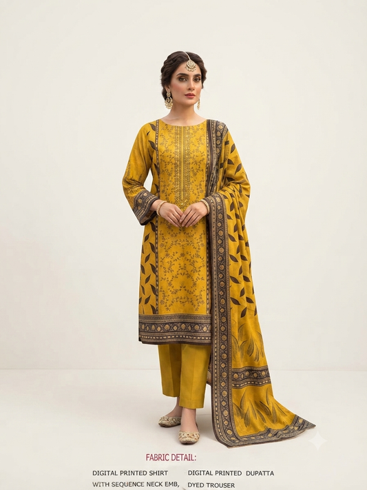 Premium Unstitched 3 Piece Lawn Suit with Lawn Dupatta