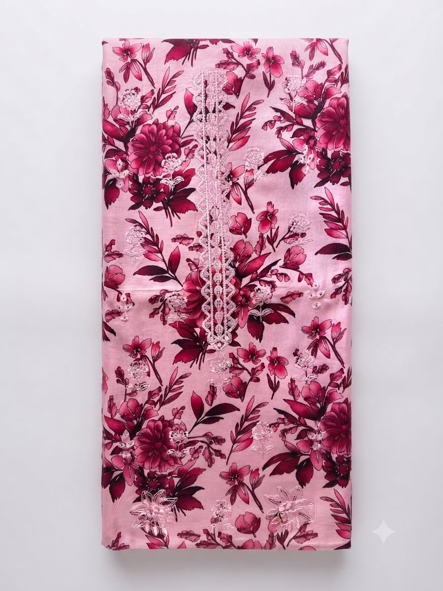 Premium Unstitched 3 Piece Lawn Suit with Lawn Dupatta