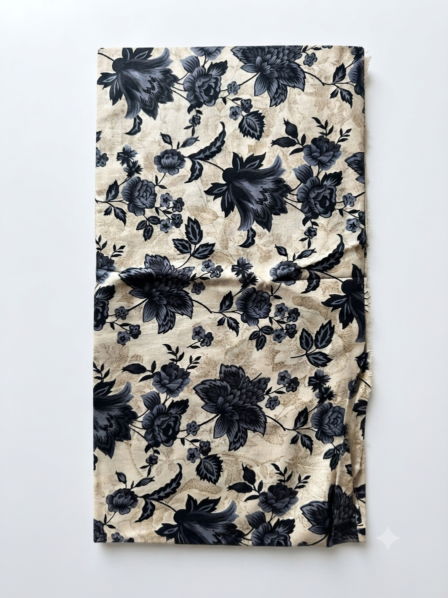 Women’s Unstitched 3 Piece Printed Suit with Chiffon Dupatta – Floral Design