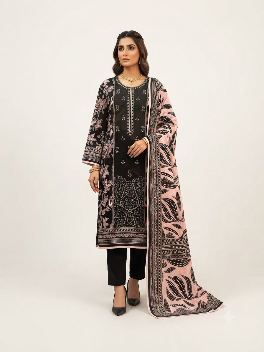 Premium Unstitched 3 Piece Lawn Suit with Lawn Dupatta