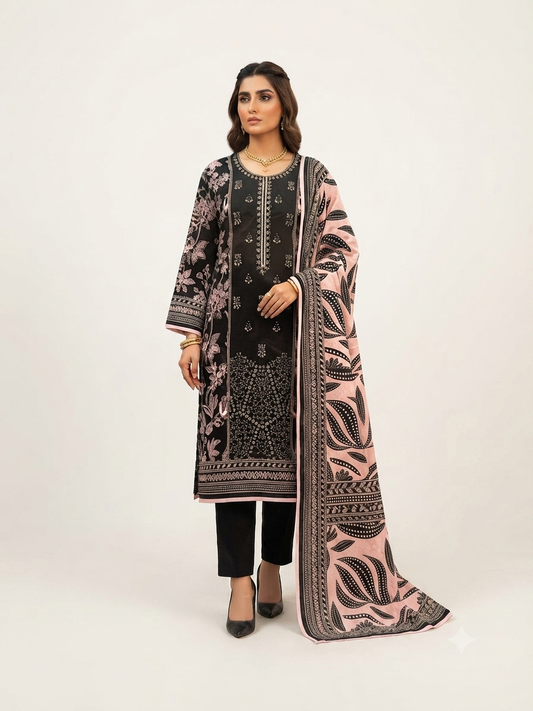 Premium Unstitched 3 Piece Lawn Suit with Lawn Dupatta