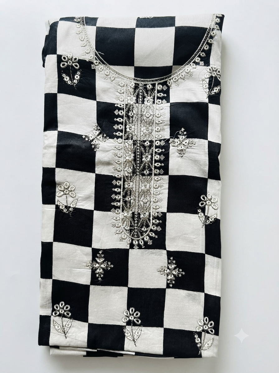 Women’s Unstitched 3 Piece Printed Suit with Chiffon Dupatta